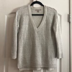 Banana Republic V Neck Grey/Shimmery Sweater